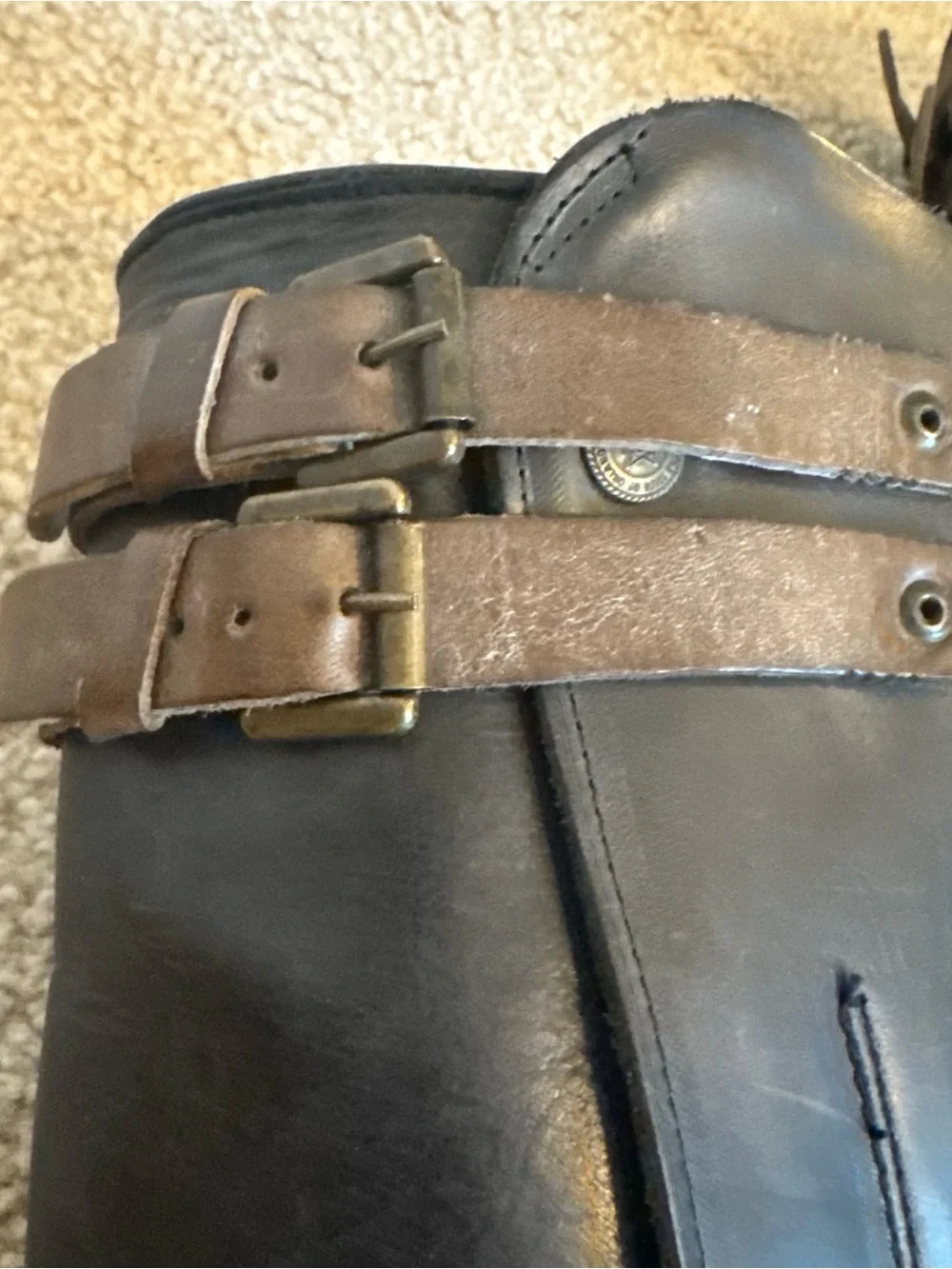 FREEBIRD BY STEVEN Clive Black Brown Strappy Buckle Tall Knee High Boho Boots 7 - Picture 5 of 11